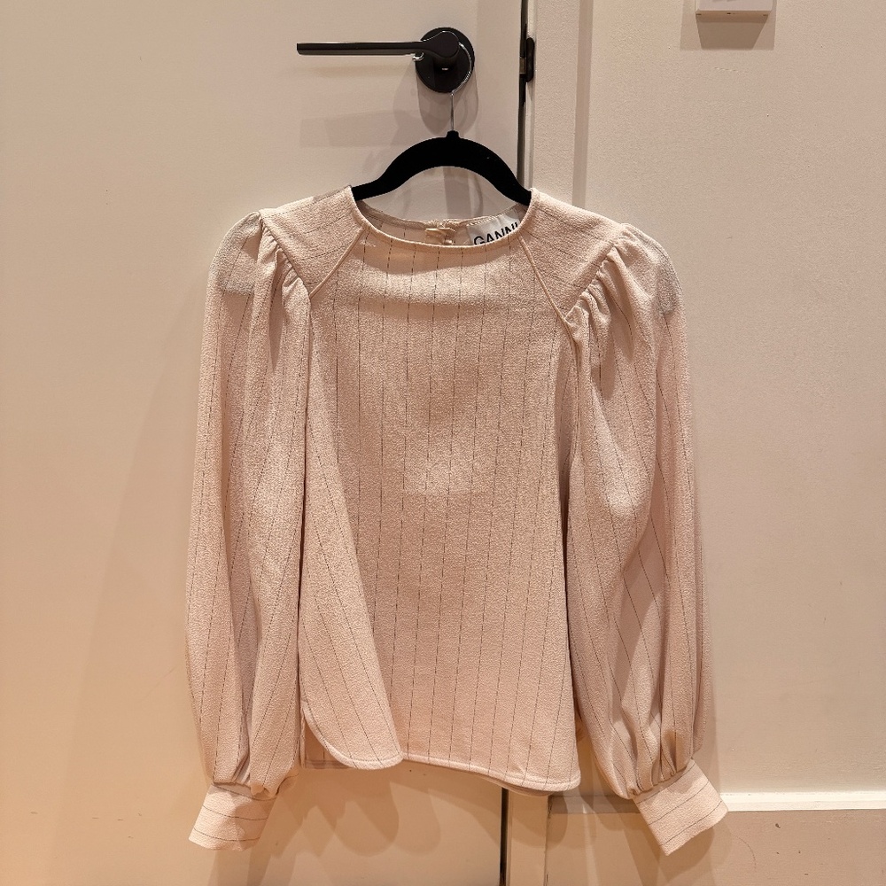 Crepe Pinstripe Blouse - Cream - Size 32 (XS)